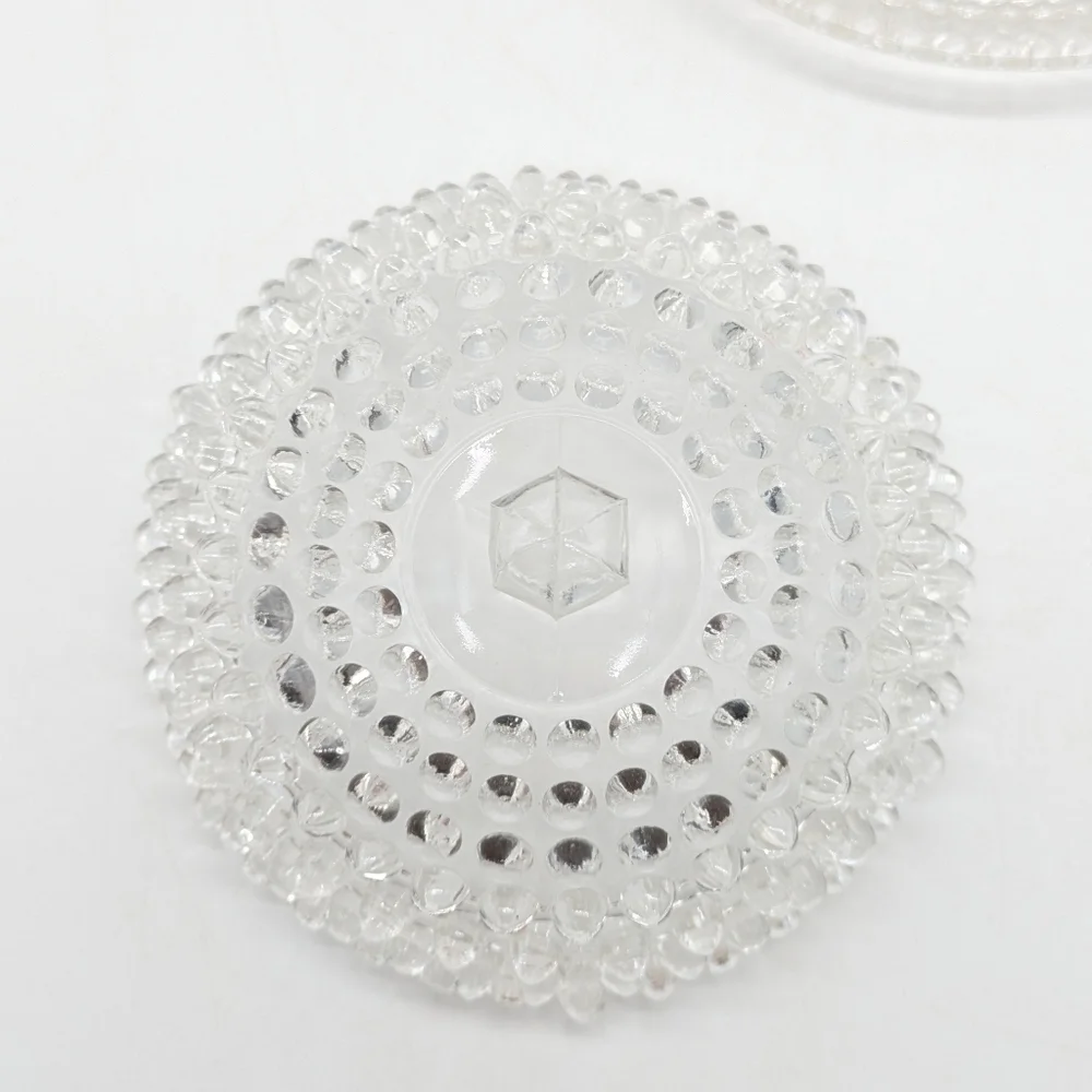 Vintage clear glass hobnail thousand eye style covered dish